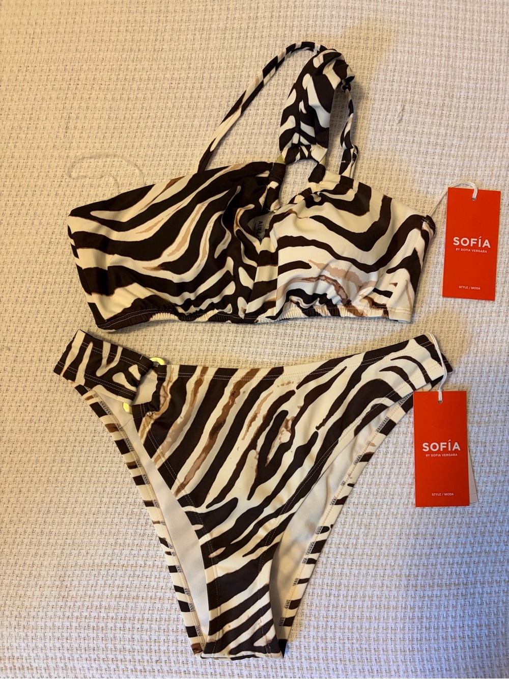Sophia Vergara Zebra Print Women’s Two-piece Bikini Swim Set